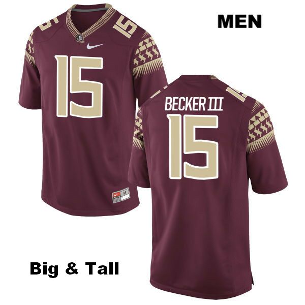 Men's NCAA Nike Florida State Seminoles #15 Carlos Becker III College Big & Tall Red Stitched Authentic Football Jersey TUV3869FH
